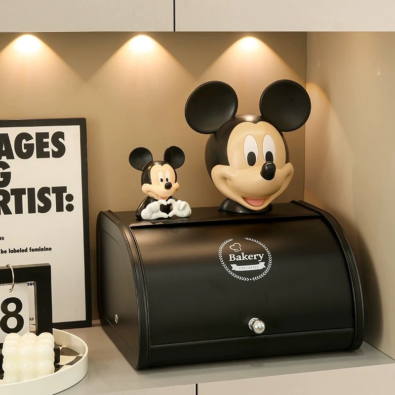 Kitchen Storage Bread Box with Roll Top Lid - Black/White