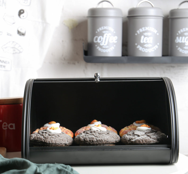 Kitchen Storage Bread Box with Roll Top Lid