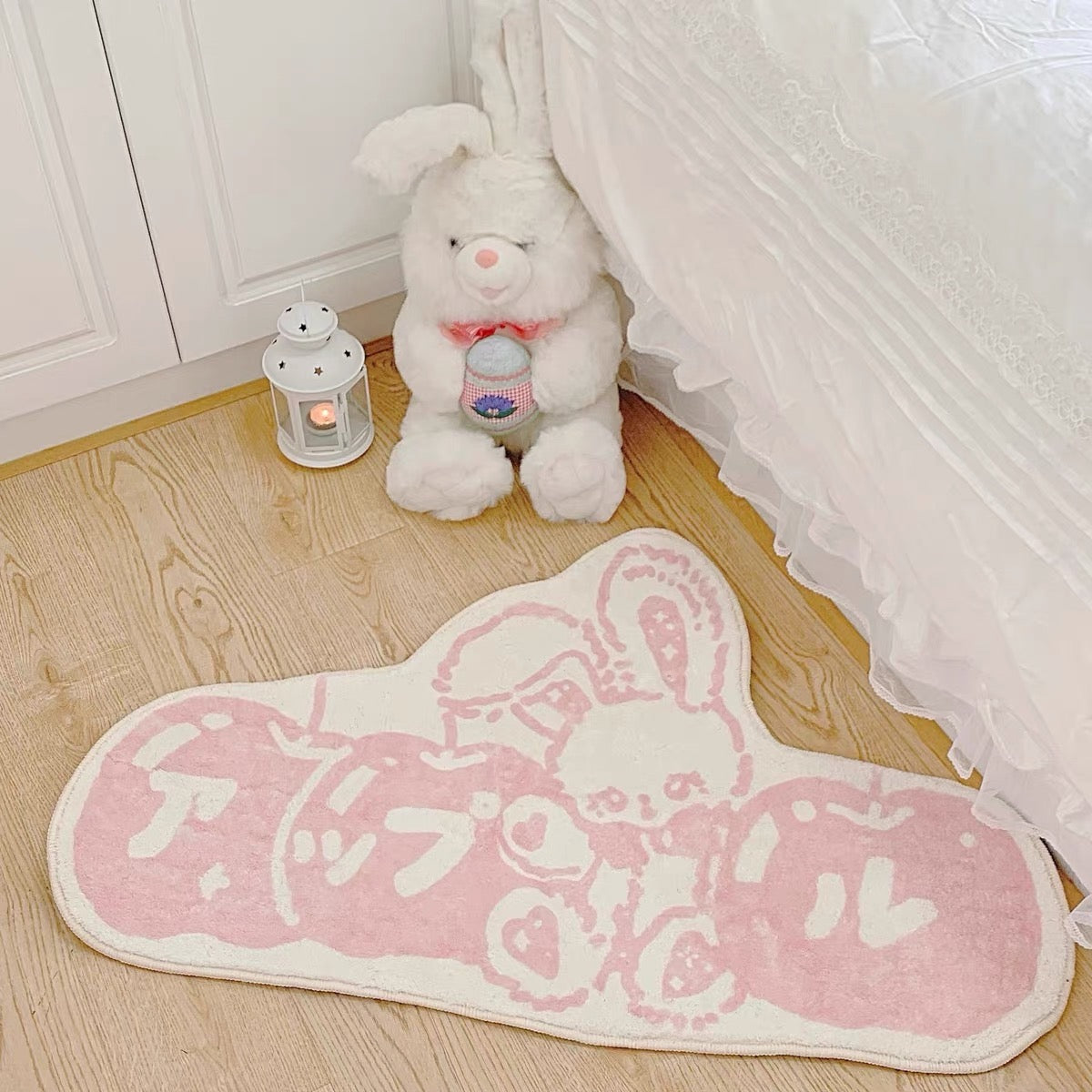Cartoon Pink Rabbit Washable Carpet for Living Room