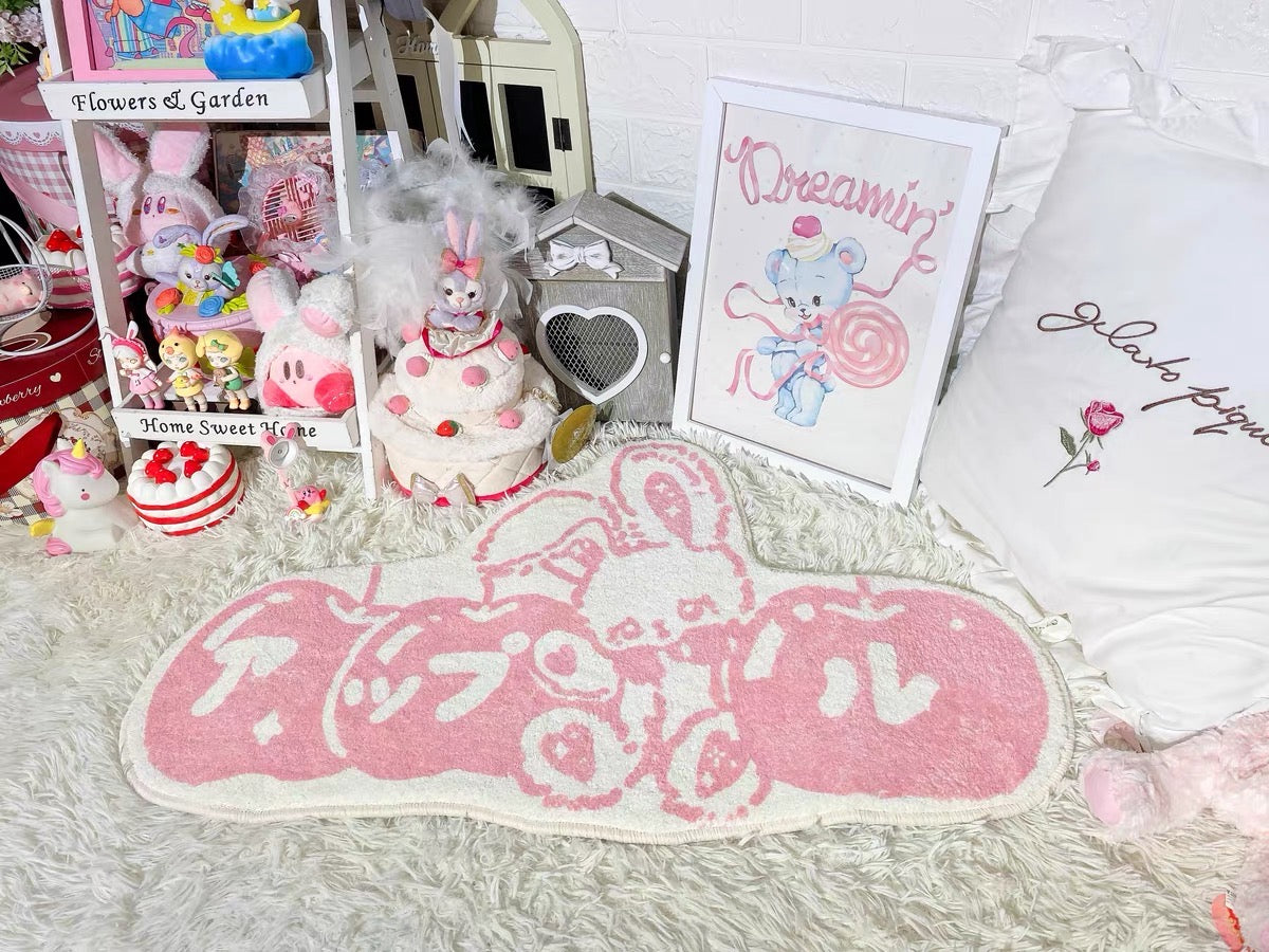 Cartoon Pink Rabbit Washable Carpet for Living Room