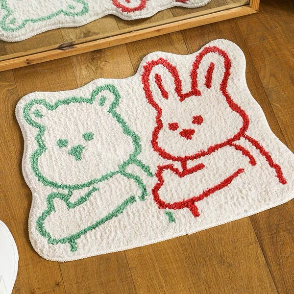 Cute Bear & Rabbit Design Floor Mat
