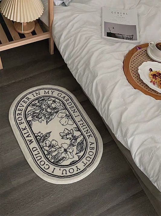 INS Style White Black Flower Rug