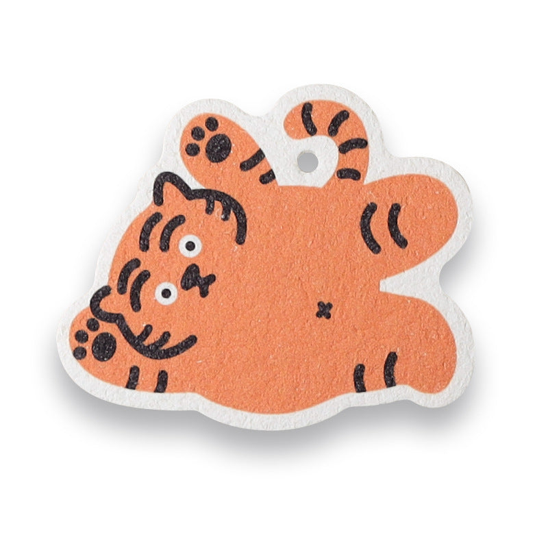 3PC Non-stick Compressed Cartoon Wood Pulp Sponge- Tiger Design