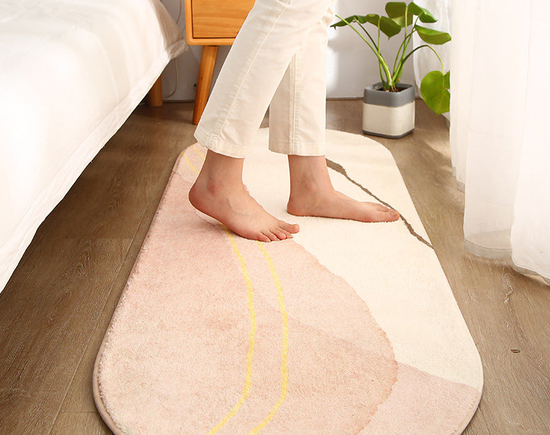 Modern Marbled Print Bedside Rug