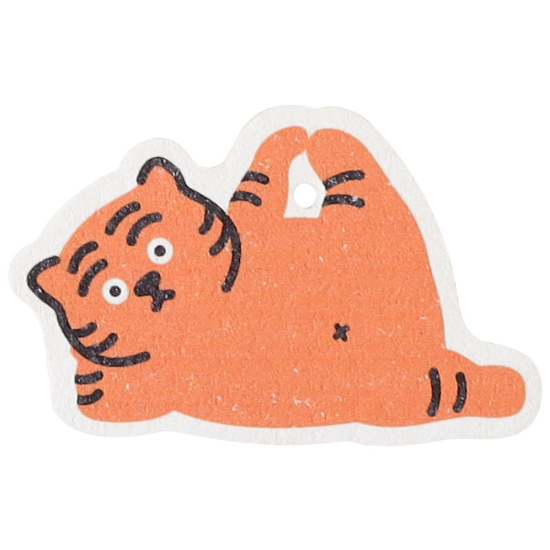 3PC Non-stick Compressed Cartoon Wood Pulp Sponge- Tiger Design