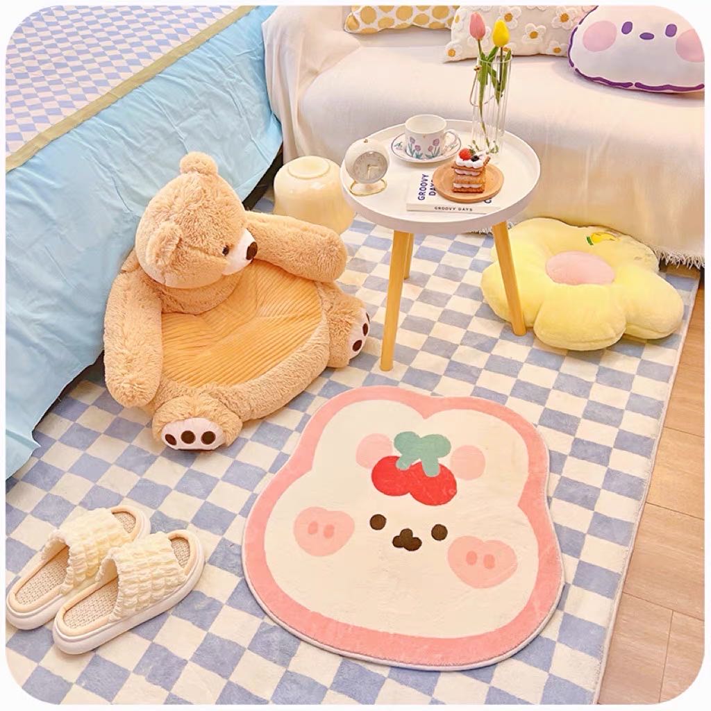 Cartoon Cutie Pink Bunny Shaped Rug