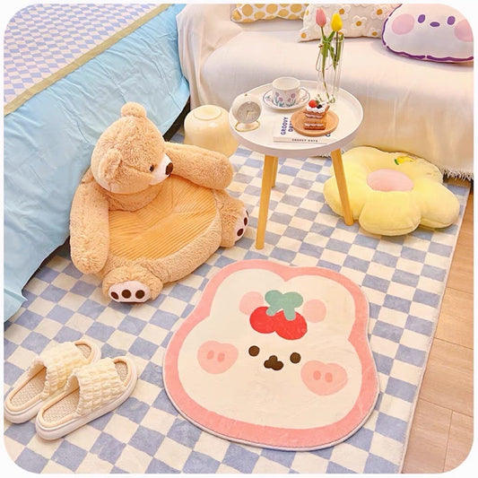 Cartoon Cutie Pink Bunny Shaped Rug