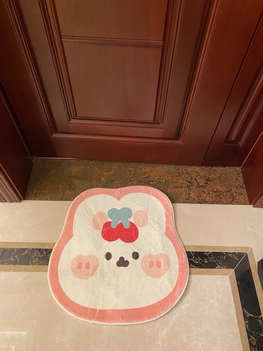 Cartoon Cutie Pink Bunny Shaped Rug