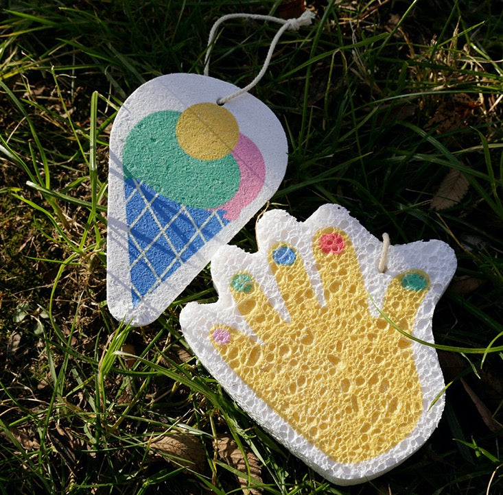 3PC Non-stick Compressed Cartoon Wood Pulp Sponge