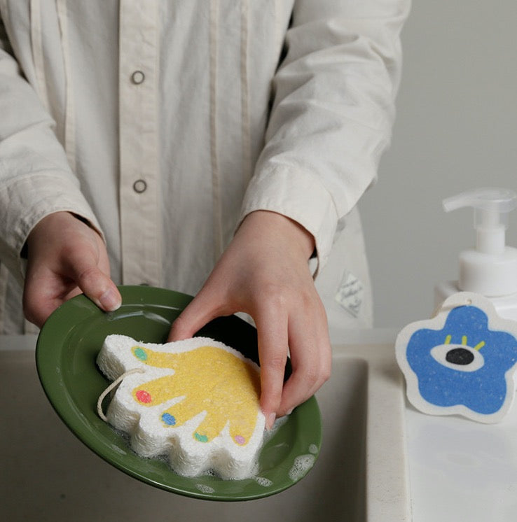 3PC Non-stick Compressed Cartoon Wood Pulp Sponge