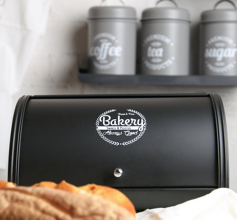 Kitchen Storage Bread Box with Roll Top Lid