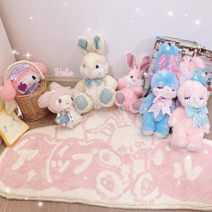 Cartoon Pink Rabbit Washable Carpet for Living Room