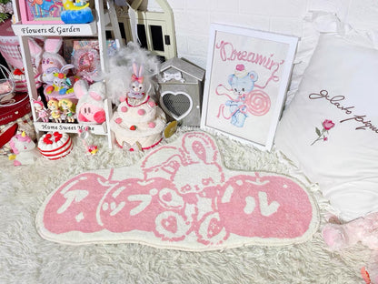 Cartoon Pink Rabbit Washable Carpet for Living Room